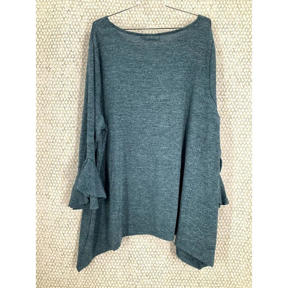 Arna York Collection Top Women 30/32 Bell Sleeve Jade‎ Tunic Knit NEW - Picture 2 of 5